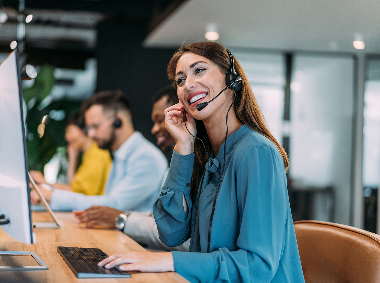 Centralized leasing operations image showing two people dscussing work