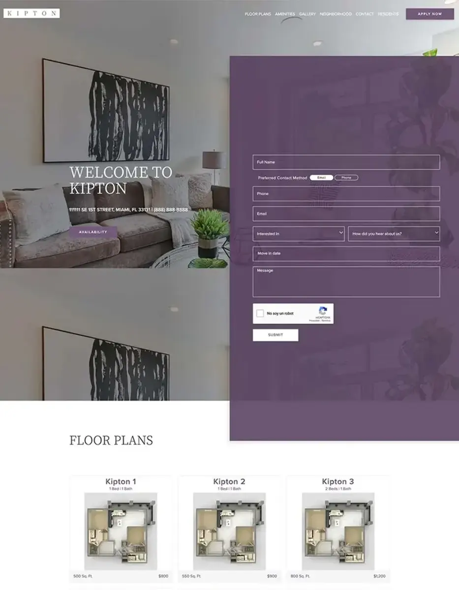 Kipton website design