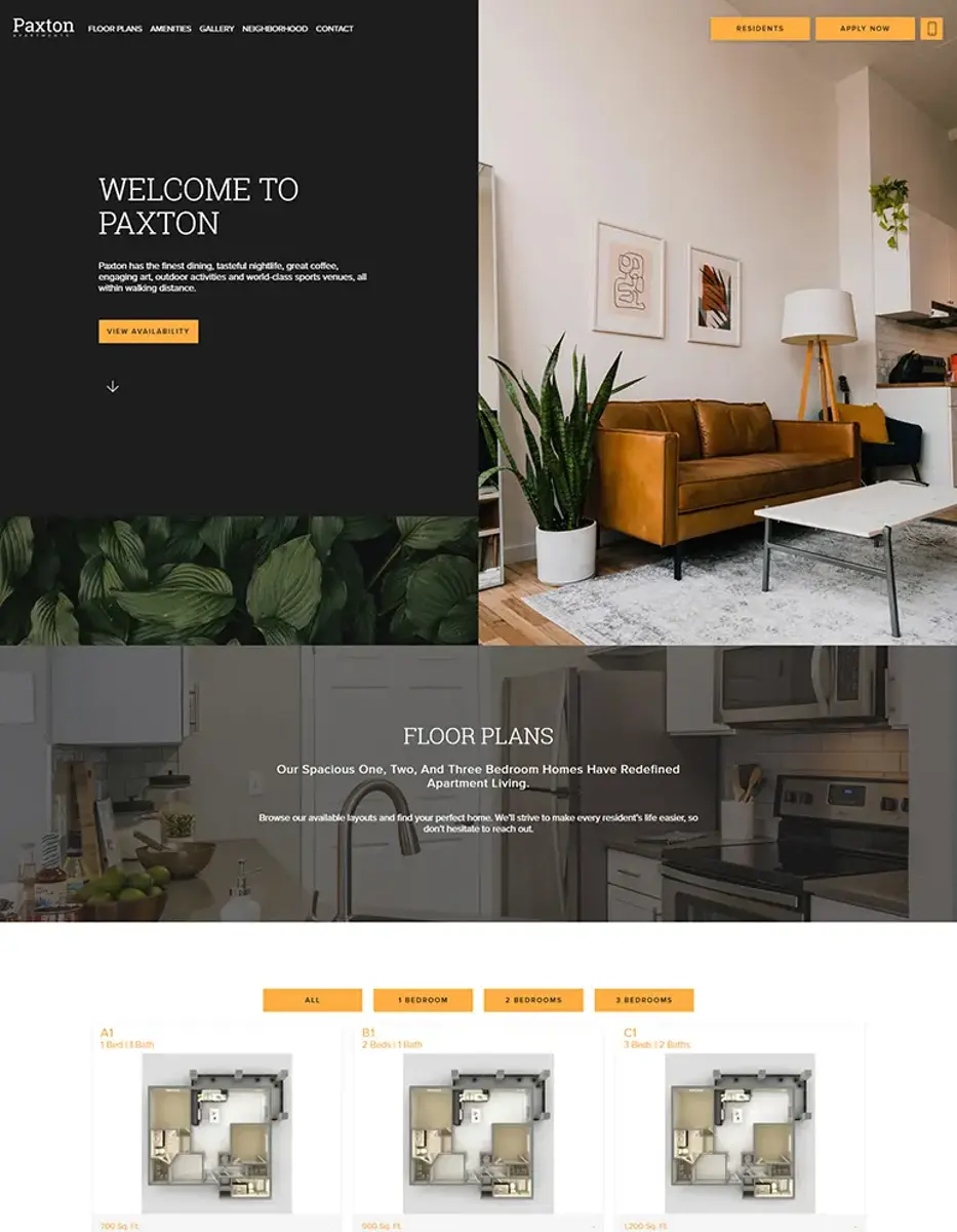 Paxton Apartments website design
